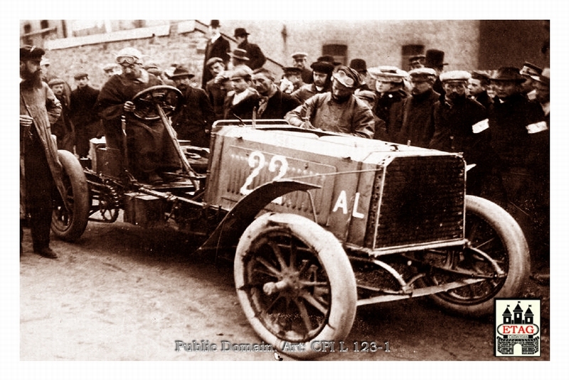 1904 Circuit Ardennes Darracq John Edmond #22 17th Paddock