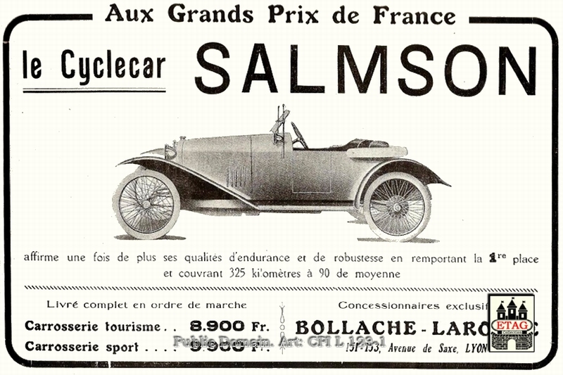 1922 AD Salmson Cyclecar Carrosserie Tourisme