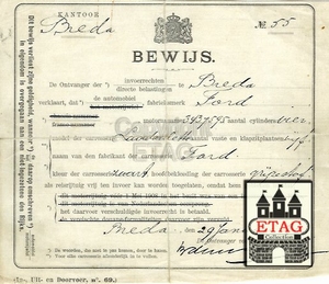 1920 Nationaliteitsbewijs Ford No: 55