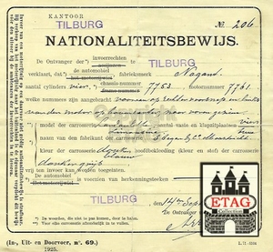1925 Nationaliteitsbewijs Nagant No: 206