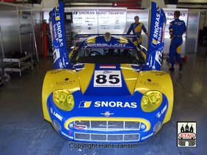 2008 Catalunya Le Mans Spyker Dumbreck #85 Garage
