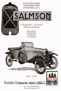 1920 AD Salmson Cyclecar Voiturettes Tourist 10CV